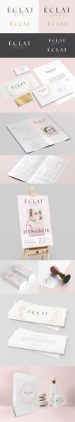 prezentacja logo i materiałów reklamowych salonu piękności Eclat