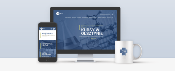 smartphone i monitor z otwartą stroną internetową firmy DWMED
