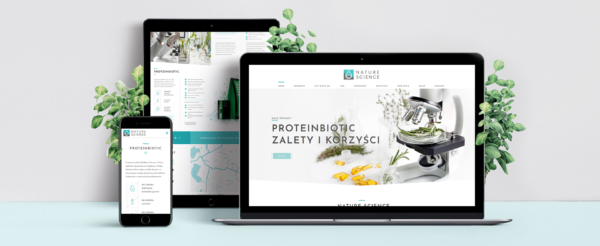 strona internetowa firmy Natural Science na różnych urządzeniach