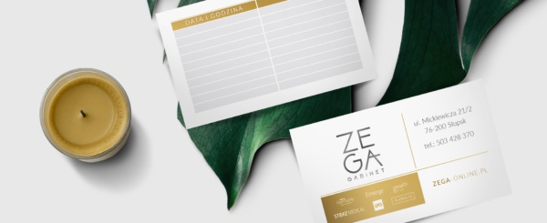 wizytówka i terminarz gabinetu Zega