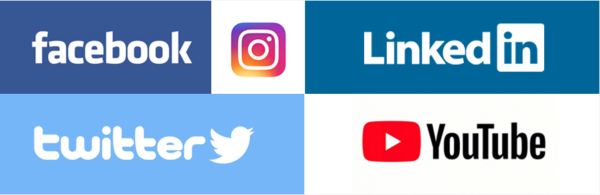 loga social mediów: facebook, instagram, linkedin, twitter, youtube