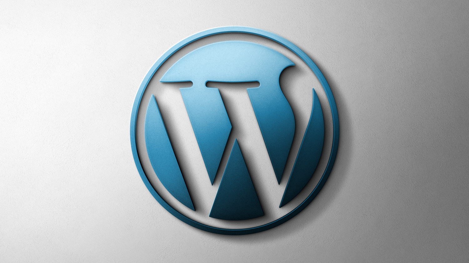 Grafika przedstawiająca logo WordPress na szarym tle