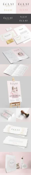 prezentacja logo i materiałów reklamowych salonu piękności Eclat