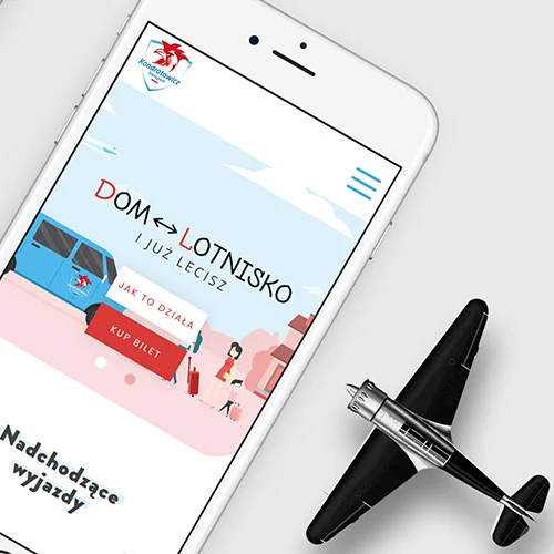 smartphone z otwartą stroną internetową firmy Konkratowicz Transport