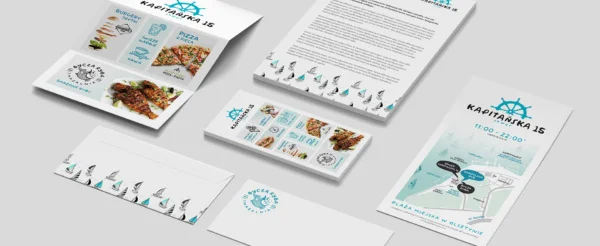 prezentacja materiałów reklamowych smażalni ryb Bycza Ryba
