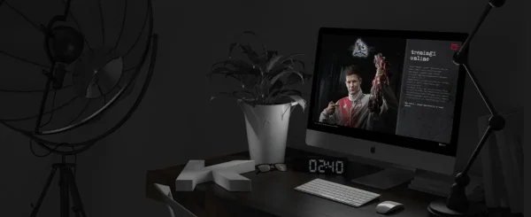 biuro z monitorem z otwartą stroną internetową Sport Gang Polska