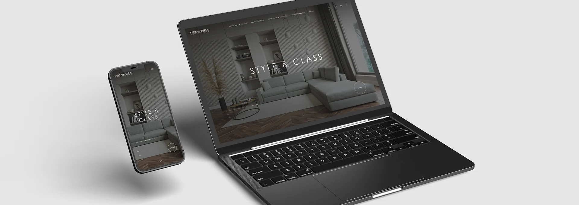 strona internetowa Minimalizm i nowoczesność – Primavera Furniture tło