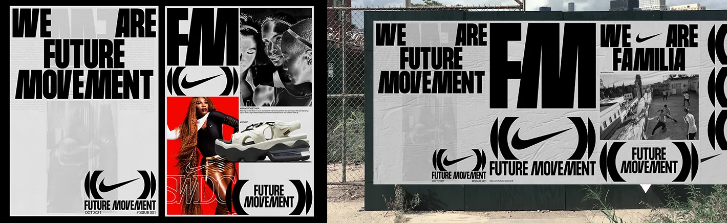 Billboard i plakat promocyjny Nike z napisem „We Are Future Movement”