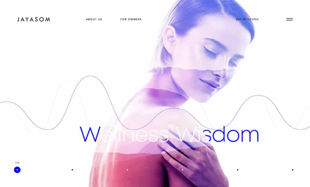 Strona główna marki Jayasom z artystycznym portretem kobiety i napisem Wellness Wisdom