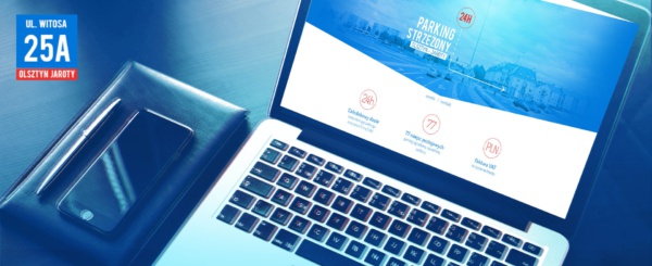 laptop z otwartą stroną olparking.pl
