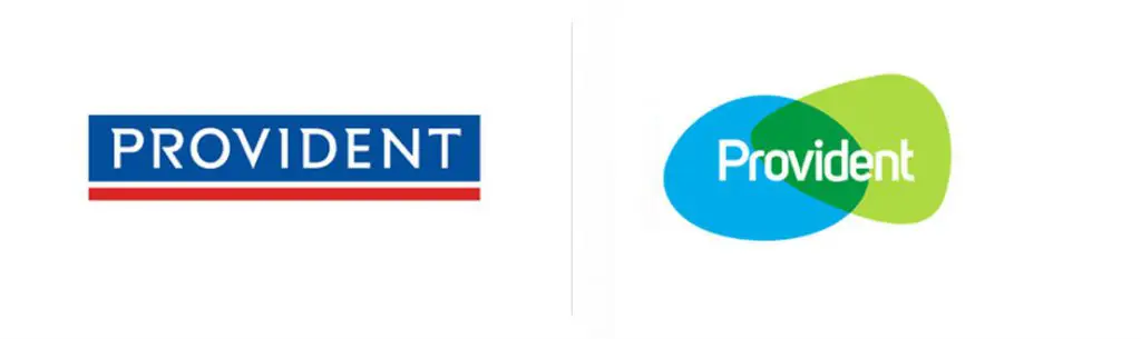 Historyczne i współczesne logo Provident.