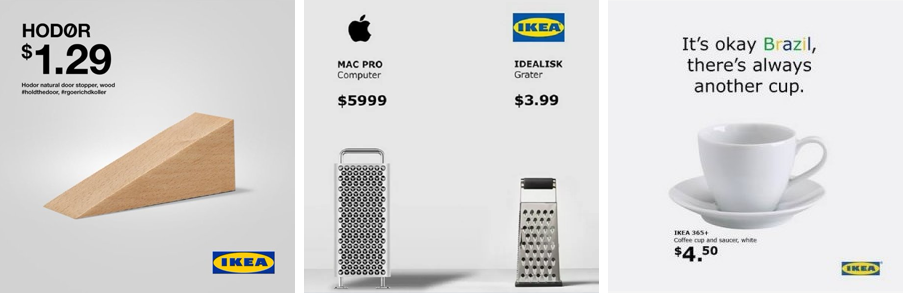 Kreatywne przykłady kampanii real-time marketing (RTM) marki IKEA nawiązujące do popkultury i konkurencji