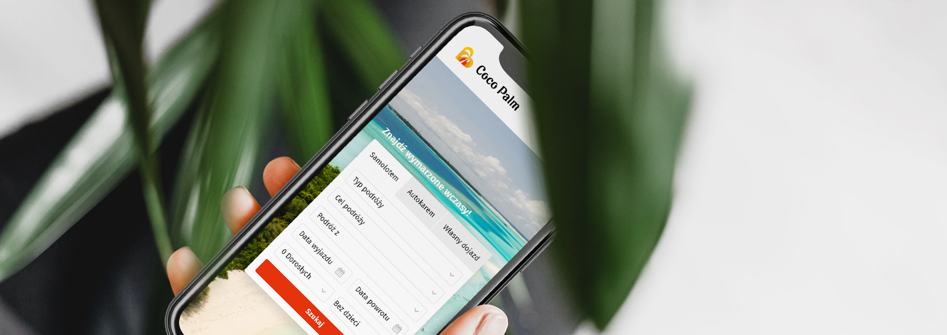 strona internetowa Biuro podróży Coco Palm tło