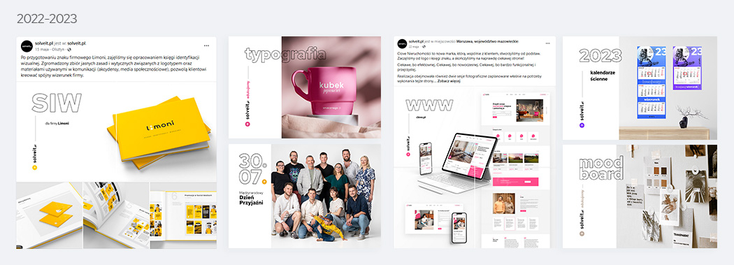 kolaż, zestawienie grafik na social media prezentacja dawniej wykorzystywanych grafik