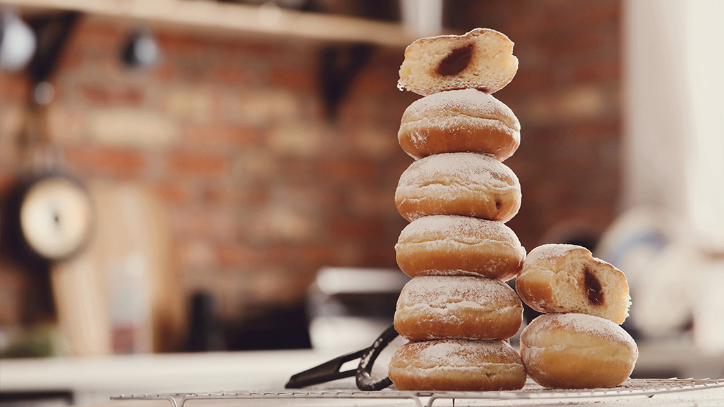 wieża z pączków, pączki z marmoladą